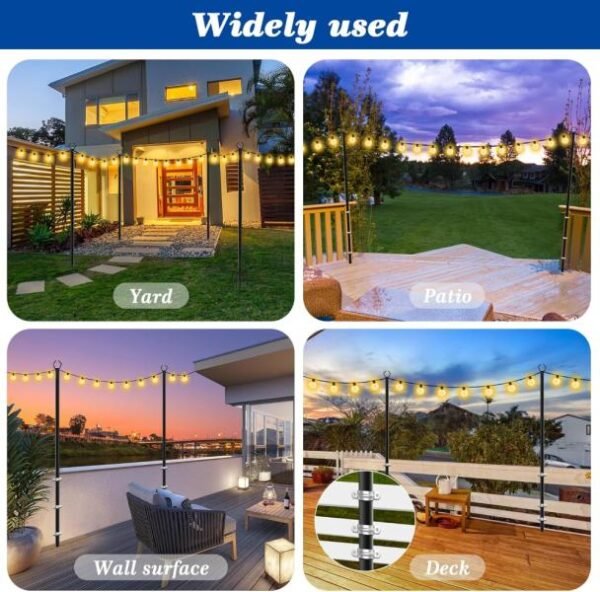 JUEGO DE 2 POSTES DE METAL DE 10FT PARA TIRA DE LUCES DE EXTERIOR(CONTIENEN TERNEDOR) MARCA BEIZELTE - Imagen 6