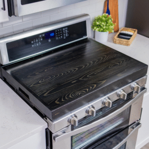 RELODECOR Fundas para estufa de tabla de fideos con asas integradas, madera de pino extra gruesa duradera hecha a mano, cubiertas superiores para estufas eléctricas