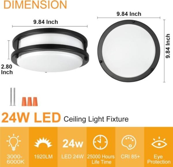 DLLT - Lámpara de techo LED de montaje empotrado regulable de 48 W, 17.6 pulgadas, redonda VALORADA - Imagen 5