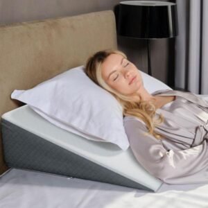Almohada de cuña de cama con parte superior de espuma viscoelástica, funda jacquard elegante, almohada de cuña para dormir y reflujo ácido, acidez estomacal