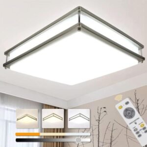 DLLT - Lámpara LED de montaje empotrado regulable de 48 W, moderna lámpara de techo cuadrada de 18 pulgadas con control remoto y función de memoria para dormitorio, sala de estar, comedor, 3000 K/4000