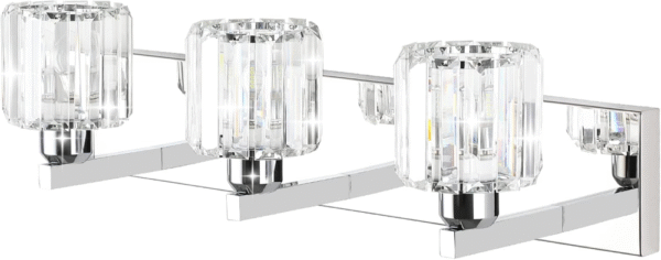 Aipsun Lámpara de tocador de cristal moderna para baño, lámpara de pared sobre espejo, 3 luces (no incluye bombilla) - Imagen 2