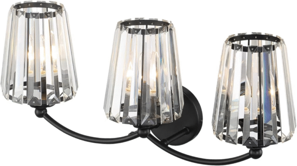 Aipsun Lámparas de tocador de cristal modernas para baño, luces negras de tocador para baño, base E26 (no incluye bombilla) - Imagen 6