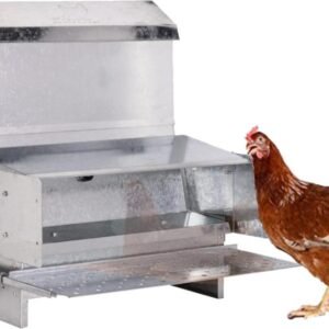 RentACoop Alimentador automático de metal para uso en exteriores, resistente a la lluvia, adecuado para pollos, aves, faisanes, etc. Capacidad de 40 libras
