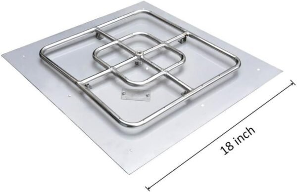 onlyfire - Sartén plana cuadrada de acero inoxidable con anillo de quemador, 46cm - Imagen 3
