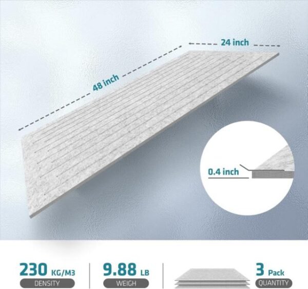 UMIACOUSTICS Paquete 3 paneles acústicos, 122 x 61 x 1.01 cm, absorben el sonido, paneles decorativos con cancelación de ruido, ranura equidistante para habitación, cine en casa, estudio - Imagen 5