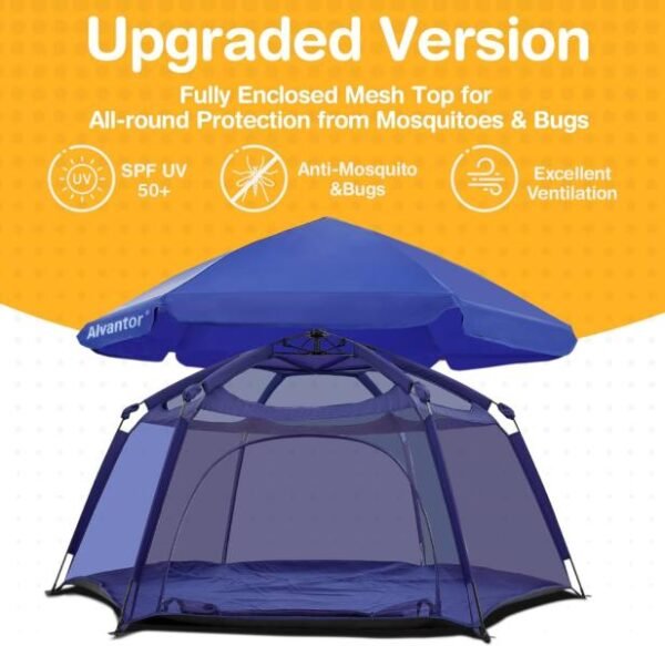 Alvantor, Tiendas de campaña para niños carpa de juegos emergente, interiores y exteriores, casa para bebés, niños pequeños, para acampar, corralito de juegos, 213 x 213 x 111 al. cm - Imagen 4