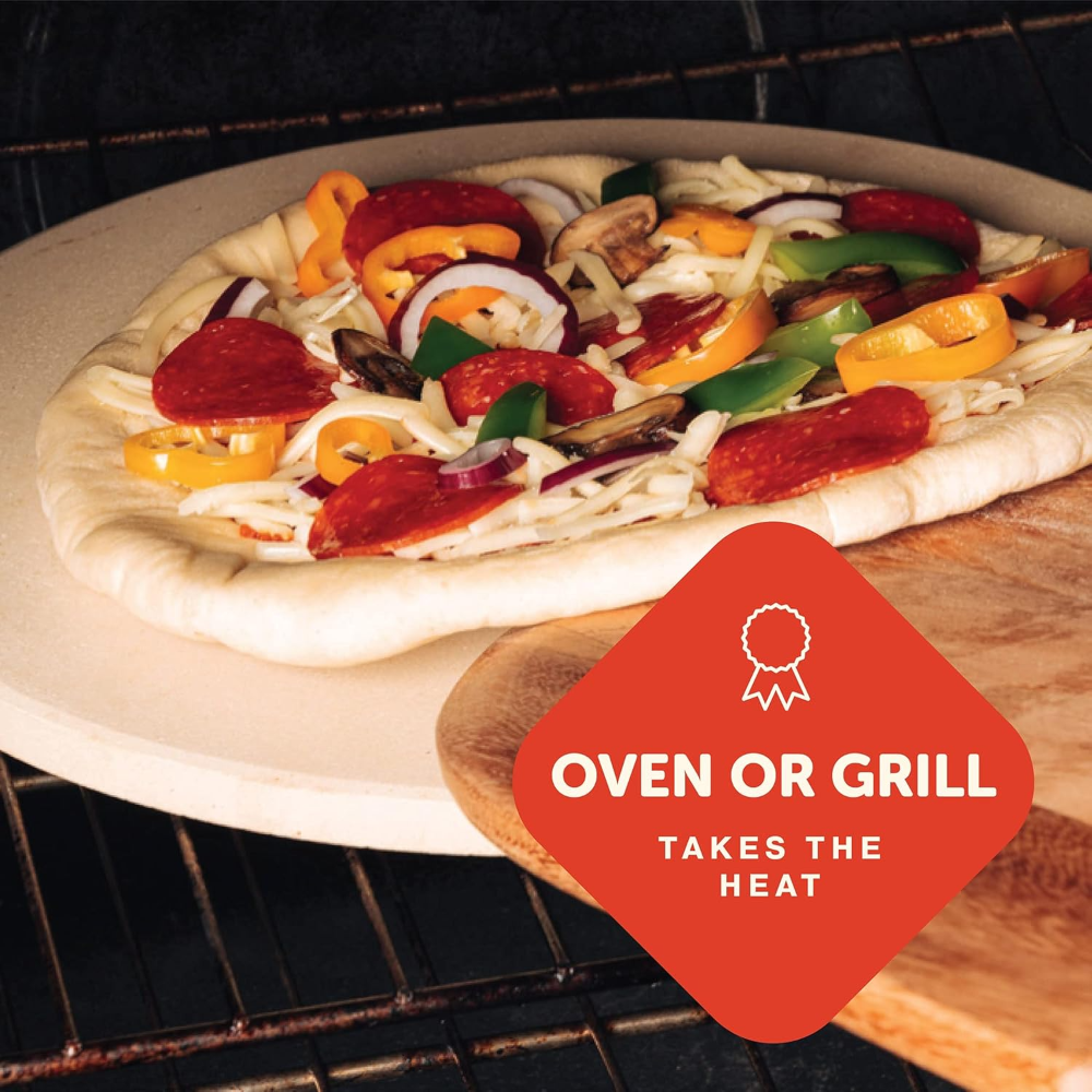 Plato de pizza de piedra con thermarite para la mejor y más crujiente corteza Duradero, certificado, seguro Buena en hornos y grills. - Imagen 2