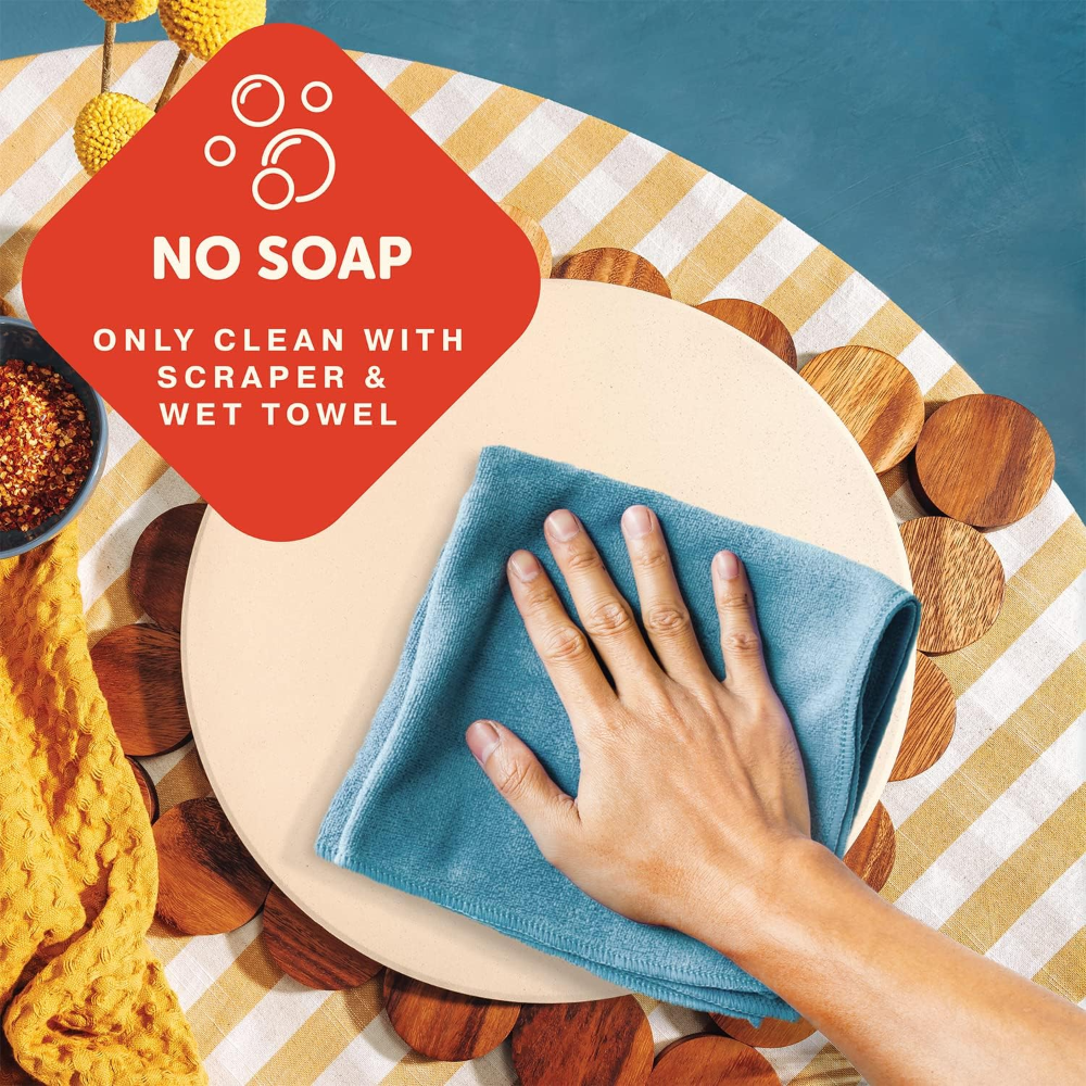 Plato de pizza de piedra con thermarite para la mejor y más crujiente corteza Duradero, certificado, seguro Buena en hornos y grills. - Imagen 6