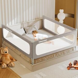 Riel de cama para niños pequeños ? Paquete de 3 rieles en forma de U con bloqueo para niños, Rieles laterales de seguridad para cama de tamaño Queen (79x79x75cm)