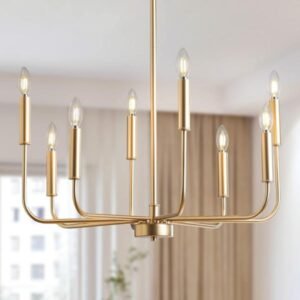 Candelabro dorado, 8 luces, lámparas de comedor sobre mesa, de techo colgantes, de vela vintage, lámparas de vestíbulo para entrada, dormitorio, sala de estar, cocina (no incluye bombillas)
