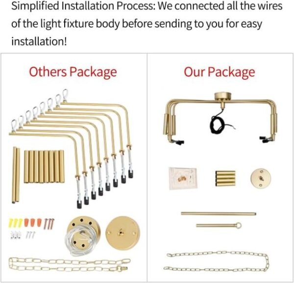 Candelabro dorado, 8 luces, lámparas de comedor sobre mesa, de techo colgantes, de vela vintage, lámparas de vestíbulo para entrada, dormitorio, sala de estar, cocina (no incluye bombillas) - Imagen 3