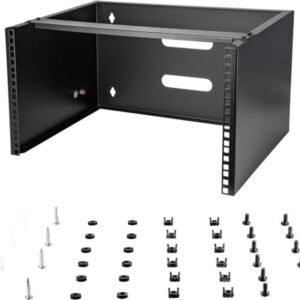 StarTech. Rack de montaje en la pared 6U, soporte de montaje, bisagra, 1U, 35 Prof. x 49.78 an x 27al. cm paneles, marco abierto, diseño de 2 postes, capacidad máxima de peso de 43.9 lbs