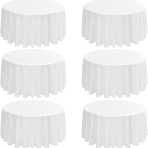 Paquete de 10 manteles redondos de 120 pulgadas, mantel de poliéster blanco para mesa redonda, resistente a las manchas y a las arrugas