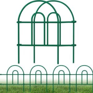 Set de 12 valla decorativa Amagabeli para jardín, acero inoxidable, alambre de hierro verde, plegable, panel ornamental, borde limitante