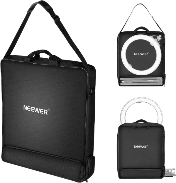 Neewer Bolsa de transporte para fotografía, funda protectora para anillo de luz de 18 pulgadas y trípode plegable de 21 pulgadas, 21 x 21 pulgadas, nailon ligero y duradero