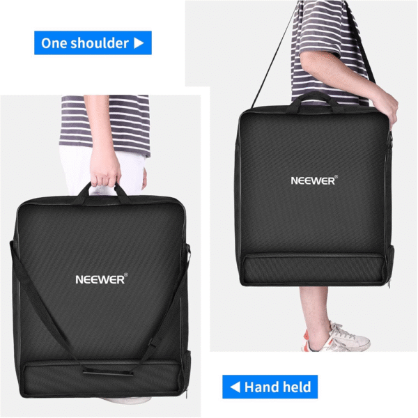 Neewer Bolsa de transporte para fotografía, funda protectora para anillo de luz de 18 pulgadas y trípode plegable de 21 pulgadas, 21 x 21 pulgadas, nailon ligero y duradero - Imagen 3