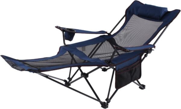 Sillón reclinable para acampar, con reposapiés, reposacabezas y bolsa de almacenamiento