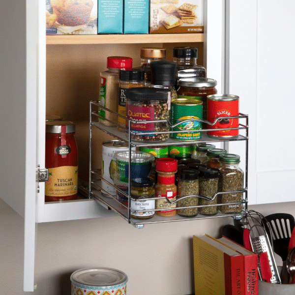 Organizador extraíble para especias, latas, resistente con garantía limitada de por vida, estante extraíble para especias, estante extraíble para latas, platos, etc., 10-1/2 pulgadas de ancho x 10-3/8 - Imagen 5