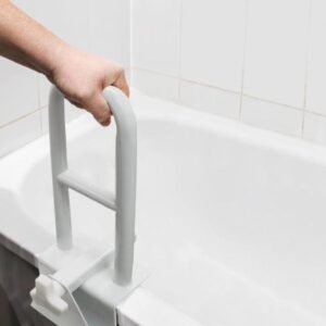 MAYQMAY Barra de seguridad para bañera de acero al carbono Barra de agarre para bañera de baño Instalación sin perforaciones, rango de aplicación de borde plano para bañera (8 ~ 17 cm)