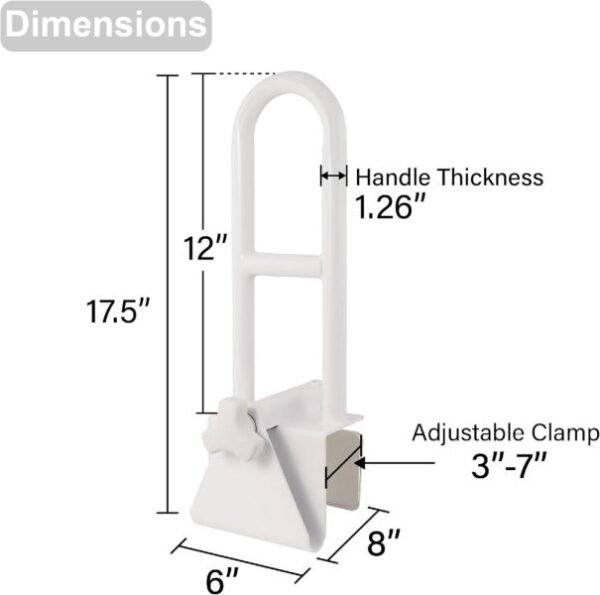 MAYQMAY Barra de seguridad para bañera de acero al carbono Barra de agarre para bañera de baño Instalación sin perforaciones, rango de aplicación de borde plano para bañera (8 ~ 17 cm) - Imagen 4