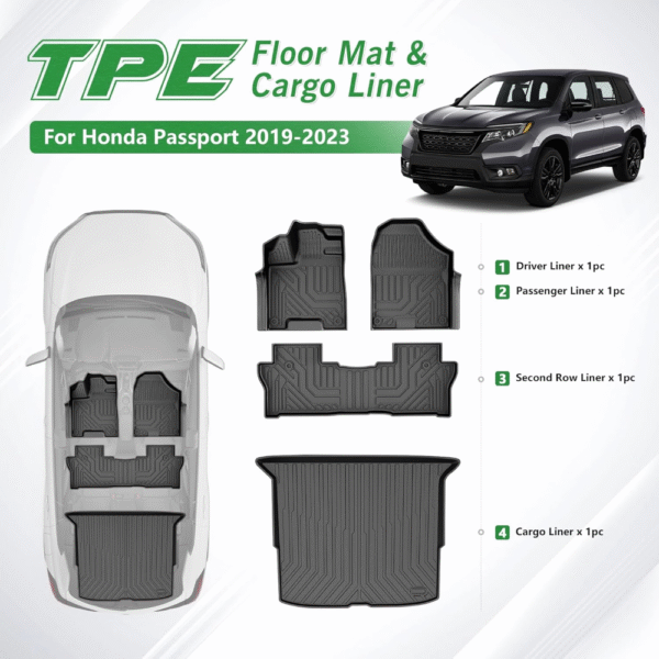 Alfombrilla de suelo y revestimiento de carga Cacartist, personalizada, para Honda Passport 2019 2020 2021 2022 2023 2024 2025, accesorios para Passport, TPE 3D, para todo tipo de clima, resistente y - Imagen 5