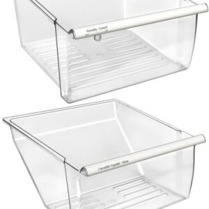 [Paquete de 2] Cajón de nevera mejorado 2188656 Cajón de control de humedad superior y 2188664 Recipiente de cajón inferior de repuesto para cajón de refrigerador Kenmore Whirlpool WRS325FDAM04