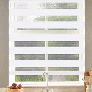 SEEYE Persianas enrollables sin cordones con diseño de cebra, de doble capa para filtrar la luz, oscurecimiento de la habitación, tratamiento horizontal de ventana, 40 pulgadas de ancho x 72 pulgadas