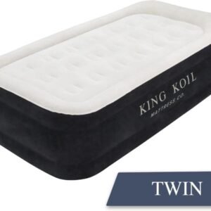 Cama de viaje inflable premium para niños pequeños de King Koil con parachoques de seguridad incorporado, colchón de aire portátil para viajes de niños, incluye bomba de alta velocidad