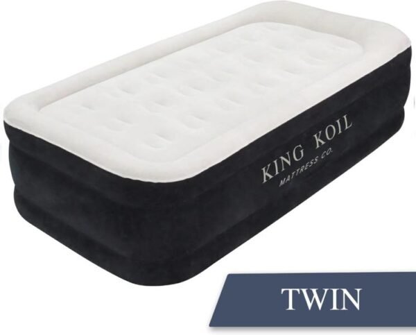 Cama de viaje inflable premium para niños pequeños de King Koil con parachoques de seguridad incorporado, colchón de aire portátil para viajes de niños, incluye bomba de alta velocidad