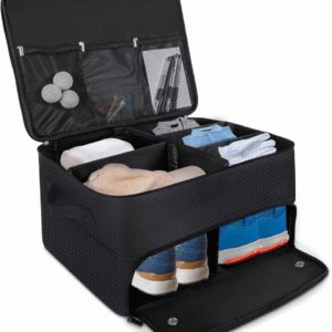 Organizador de accesorios de golf de 2 capas impermeable, para bolas, guantes, ropa, almacenamiento para viajes, regalos de golf para hombres, plegable cuando no está en uso.
