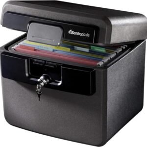 Caja fuerte ignífuga e impermeable se puede sumergir hasta 72 horas, con cerradura de llave (0.65 pies cúbicos) resistente al fuego para proteger documentos críticos del hogar o de negocios GRIS