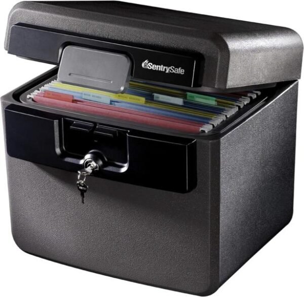 Caja fuerte ignífuga e impermeable se puede sumergir hasta 72 horas, con cerradura de llave (0.65 pies cúbicos) resistente al fuego para proteger documentos críticos del hogar o de negocios GRIS