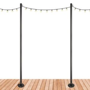 EXCELLO GLOBAL PRODUCTS, set de 2 postes de luz con cadena, extensión hasta 10 pies, montaje en madera o concreto, alta calidad, ideal para exteriores