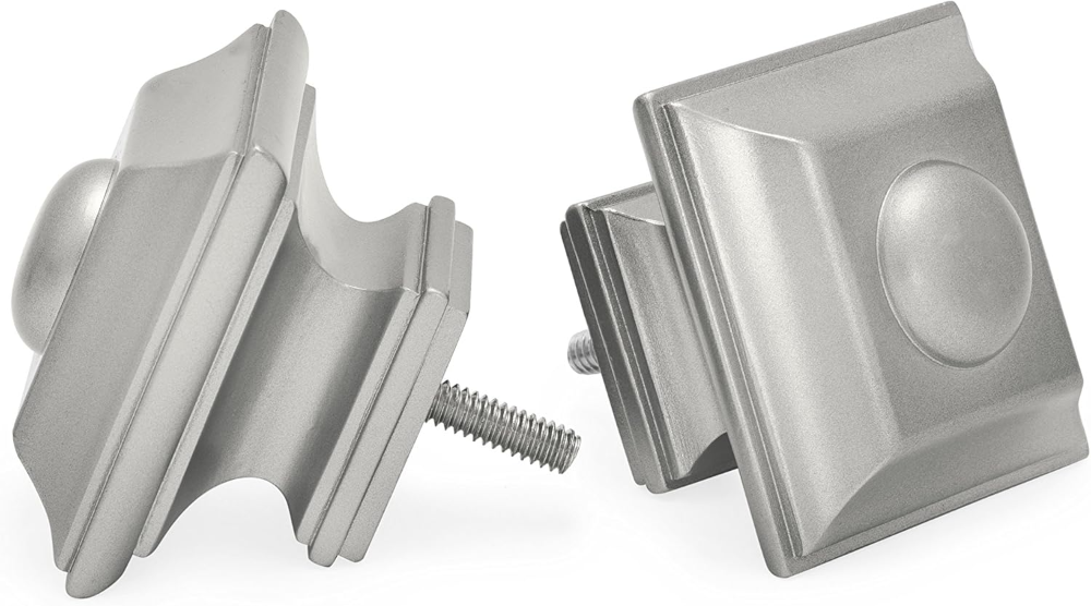 Varilla para cortinas, diseño Ivilion de los topes de estilo cuadrado, 1.12 pulgadas de diámetro, níquel satinado - Imagen 3