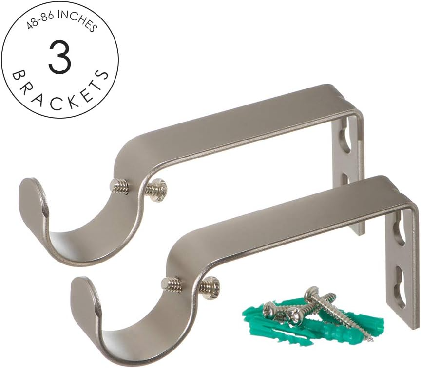 Varilla para cortinas, diseño Ivilion de los topes de estilo cuadrado, 1.12 pulgadas de diámetro, níquel satinado - Imagen 4