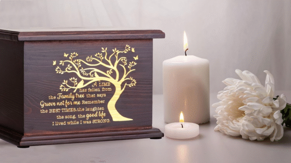 Urnas de cremación para cenizas, Urna de madera conmemorativa para cenizas humanas, adultos, hombres y mujeres, grandes urnas de madera funerarias, recuerdo del árbol de la vida. - Imagen 2