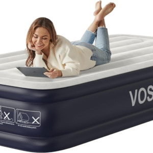 Colchón de aire individual con bomba integrada, colchón inflable de 15 pulgadas con vigas verticales mejoradas, colchón inflable en 3 minutos auto inflado/desinflado, colchón inflable superior
