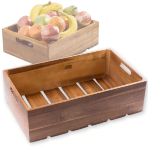 TableCraft CRATE116, caja para servir/exhibir Gastro, tamaño completo, 20.4 in x 12.9 in x 6.5 in, madera de acacia, marrón, se adapta a bandeja de 1/1 GN, ideal para servir y exponer, se limpia con