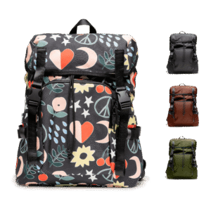 Mochila para pañales con amplio compartimento principal, múltiples bolsillos organizadores, bolsillo lateral para toallitas, correas acolchadas, 3 bolsillos interiores