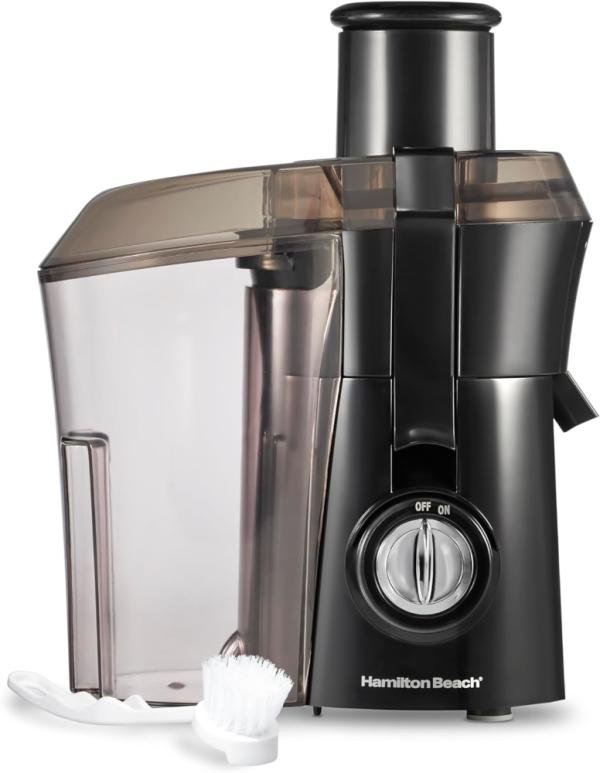 Hamilton Beach exprimidor de boca grande, modelo 67601A, motor potente, apto para frutas enteras, fácil de VALORADOlimpiar, piezas aptas para lavavajillas, diseño compacto y eficiente.