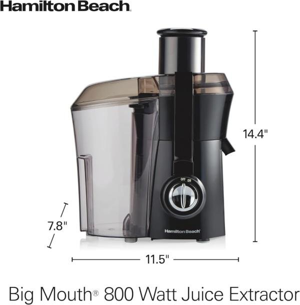 Hamilton Beach exprimidor de boca grande, modelo 67601A, motor potente, apto para frutas enteras, fácil de VALORADOlimpiar, piezas aptas para lavavajillas, diseño compacto y eficiente. - Imagen 2