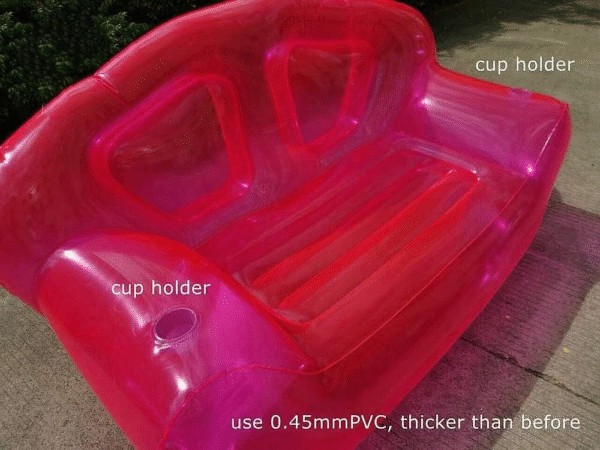 Silla inflable rosa sofá de aire transparente sofá inflable para playa, oficina, viajes, camping, picnic - Imagen 3