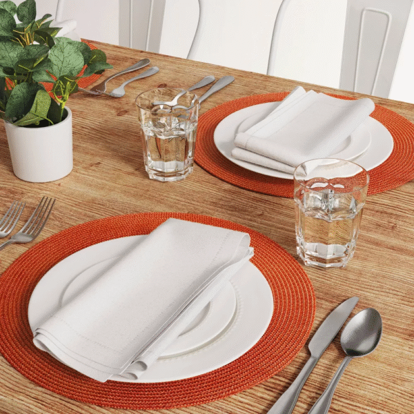 Threshold Polyround Charger, mantel individual redondo, color naranja, material plástico duradero, fácil de limpiar, ideal para decoración de mesa. - Imagen 2