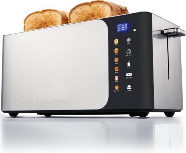 Elite Gourmet ECT5924D SmartToast - Tostadora digital de ranura larga de 4 rebanadas