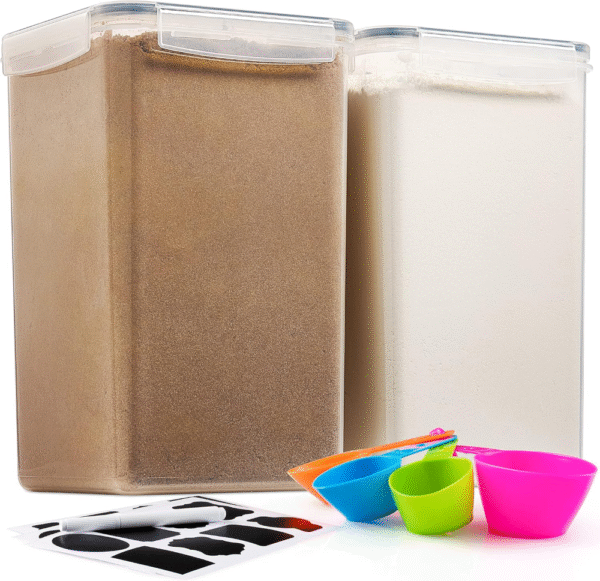 Paquete de 2 recipientes herméticos extra grandes para almacenamiento de alimentos, 6.5 litros/220 onzas, de plástico transparente. - Imagen 2