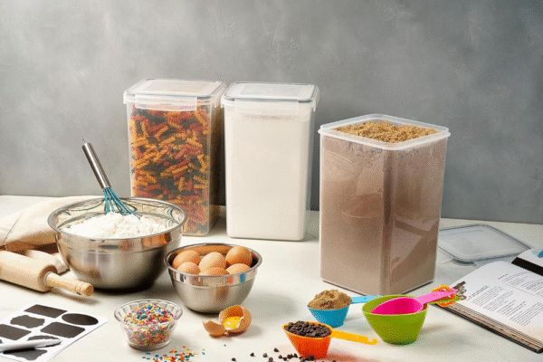 Paquete de 2 recipientes herméticos extra grandes para almacenamiento de alimentos, 6.5 litros/220 onzas, de plástico transparente. - Imagen 4