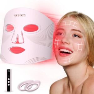 Terapia de luz con máscara facial LED, terapia de luz roja portátil de 4 modos para cara con control remoto recargable de 2000 mAh, azul, naranja, máscara de luz infrarroja y roja de 850 NM