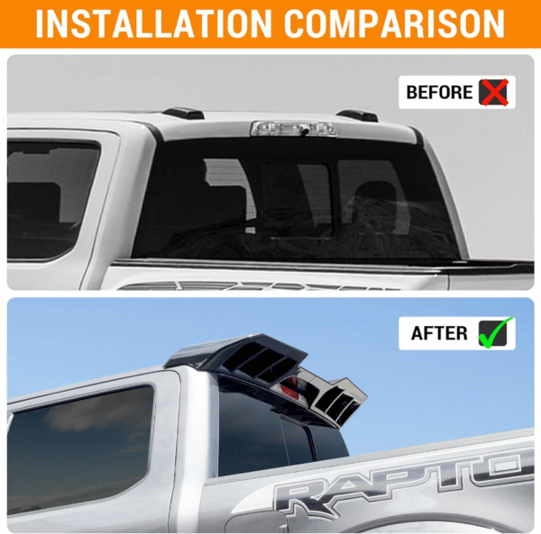 Alerón de techo trasero de cabina compatible con Ford F-150 2019-2024, accesorios de alerón de techo de ventana, diseñada de acuerdo con los datos de escaneo láser 3D para garantizar ajuste perfecto - Imagen 4
