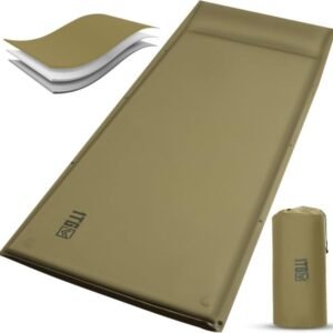 1TG - Colchoneta de dormir autoinflable para campamento, colchón inflable aislado para invierno, con almohada, válvulas dobles, espuma viscoelástica, colchoneta de dormir para mochileros